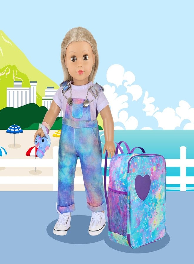 ZITA ELEMENT 18 Inch Doll Carrier Backpack - Blue and Purple Tie-Dye Style Travel Set with Accessories - Image 4